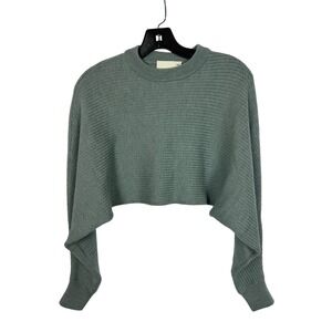 Wilfred Free Aritzia Sage Green Ribbed Cropped Sweater Balletcore Minimalist XS